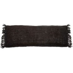 Bazar Bizar Funda de cojín de algodón en negro y azul marino 35x100x10 cm