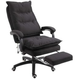 Maison Chic Silla de oficina de lino negro de 70x62x130 cm.