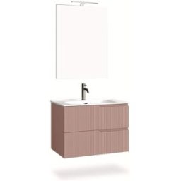 AQA DESIGN Mueble de baño 4 piezas en mdf rosa polvo