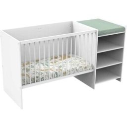 Baby Price Cuna de madera blanca de 120x60 convertible en 90x190