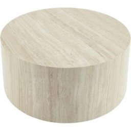 sweeek Mesa de centro baja redonda, beige travertino