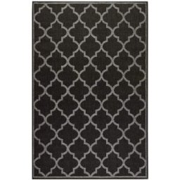 Wecon Home Alfombra negro con diseño oriental gris para exterior 200x133