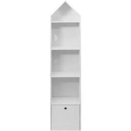 Mobili Rebecca Libreria casa infantil estrecha con 4 estantes y 1 cajón en mdf blanca