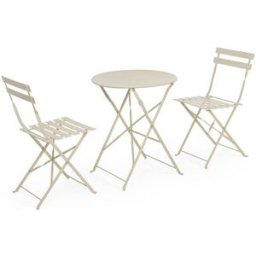 Bizzotto Conjunto de mesa plegable y 2 sillas de acero bege