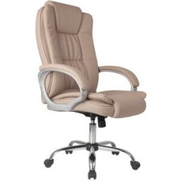 HOMN Sillón de oficina elevable y reclinable, piel sintética, color taupe