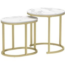 Homcom Mesas auxiliares 50x50x50.5 cm oro