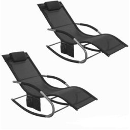 SoBuy 2x muebles de jardin mecedora silla tumbona de exterior reclinable