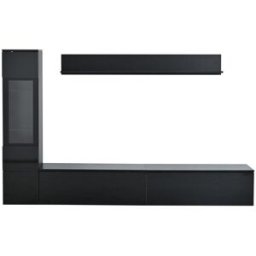 MODFU Mueble tv con led, vitrina, estante de presentación, conjunto negro