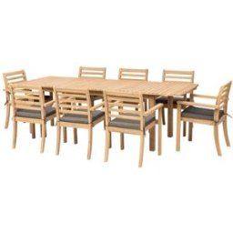 Happy Garden Conjunto de muebles de jardín mesa 180/240cm acacia gris cojín