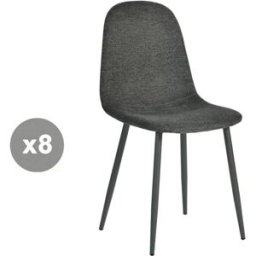 Meubles Cosy Juego de 8 sillas tapizadas en tela, estructura metálica, gris