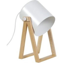 Tosel Lámpara de mesa madera natural pantalla blanco