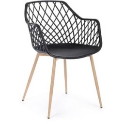 Bizzotto Juego de 2 sillas de comedor de acero y polipropileno negro
