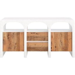 Maison Pavane Aparador de yeso blanco roto y madera de acacia