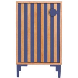 RNT by Really Nice Things Mesita 1 puerta color roble y rayas azules