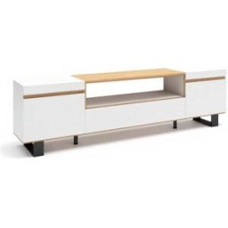 duehome Mueble tv con patas y almacenamiento 203 cm up blanco - roble arena