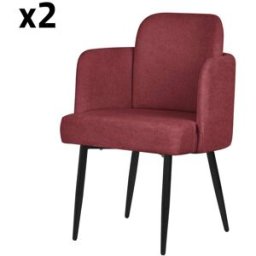 ML-Design Set de 2 Sillas de comedor funda tela roja con respaldo y reposabrazos