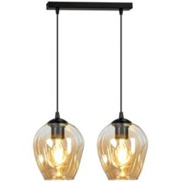 Wonderlamp Regleta de techo con 2 pantallas achatadas de cristal ámbar