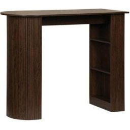 sweeek Mesa alta de cocina de madera con espacio de almacenamiento, nogal