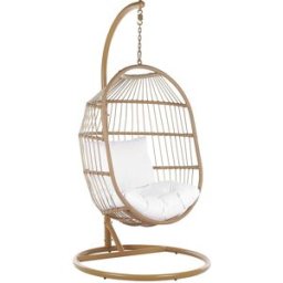 Beliani Sillón colgante con soporte ratán sintético natural