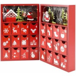 Mobili Rebecca Calendario de adviento en forma de libro rojo con 24 cajones y luces
