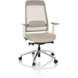 hjh OFFICE Silla de oficina profesional tela / tejido de malla beige/gris