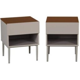 sweeek Mesitas de noche de metal y decoración de madera,1 puerta, 1 nicho,