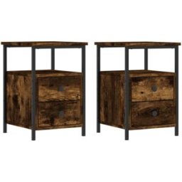 Maison Chic Juego de 2 mesita noche madera ingeniería marrón 34x35,5x50cm