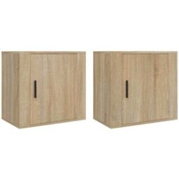 Maison Chic Juego de 2 mesitas de noche de pared madera marrón 50x30x47 cm