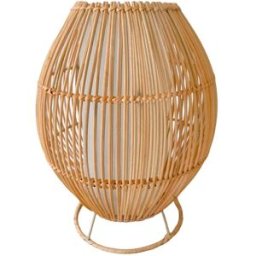 NATYAL Lámpara de mesa de ratán natural para dormitorio o salón d.23 cm