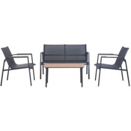 NIYLO Conjunto de muebles de jardín de acero gris 119x70x64 cm