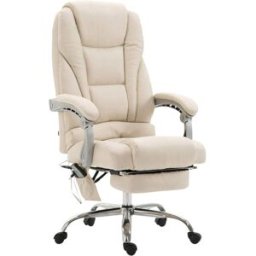 CLP Silla de oficina giratoria regulable en tela crema