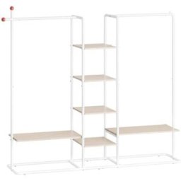 SONGMICS HOME Perchero con 6 estantes y 2 barras de color beige y blanco