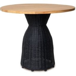 Koketto Home Mesa redonda de rattan en color roble con base en negro