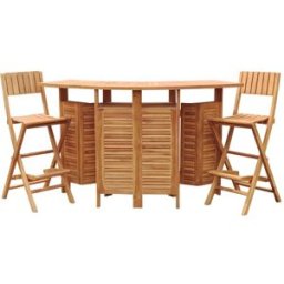 Axi Conjunto de bar de jardín de madera de teca con dos taburetes de bar