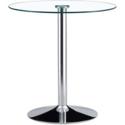Urban Meuble Mesa de bar redonda de cristal templado con base de metal.
