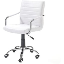 ORESTELUCHETTA Silla oficina blanca piel sintética, metal cromado 82-92x52x56
