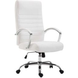 CLP Silla de oficina giratoria regulable en simil cuero blanco