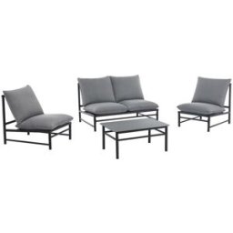 Unique Conjunto de salón para jardín metal gris antracita