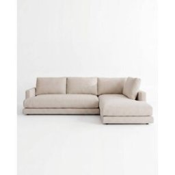 Decowood Sofá 3/4 plazas con chaise longue derecho tono blanco roto 275x190cm