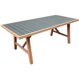 sweeek Mesa de jardín de madera de acacia y aluminio, 8 plazas, verde kaki