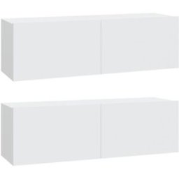 Maison Chic Muebles tv 2 uds de pared madera blanco 100x30x30 cm