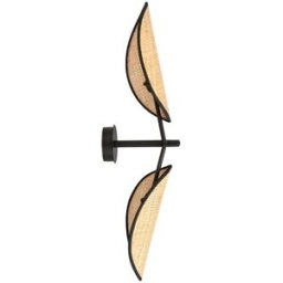 Wonderlamp Aplique de pared con 2 pantallas de ratán en forma de hoja