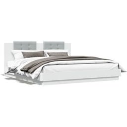 Maison Chic Cama matrimonial con cabecero madera blanco 180x200 cm