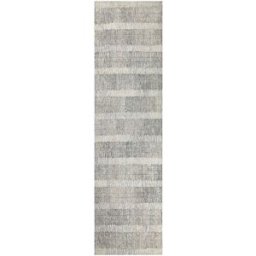 Wecon Home Alfombra beige y gris tejida a mano con rayas 80x230
