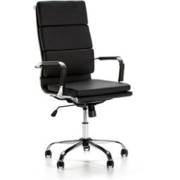 HOMN Sillón de oficina elevable y reclinable piel sintética, color negro