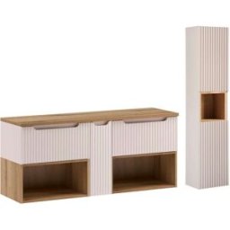 Petits meubles Conjunto de lavabo y columna cashmere paneles laminados cachemira
