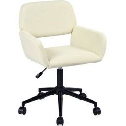 Meubles Cosy Silla de oficina giratoria 360° de pana, altura ajustable Beige