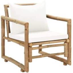 Maison Chic Juego de 2 sillas de jardín con cojines bambú marrón 60x65x72 cm