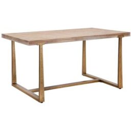 Mauro Ferretti Mesa de comedor rectangular de madera y metal marrón 150x90x78 cm