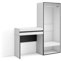 Skraut home Consola entrada efecto madera blanco 130x35x145cm